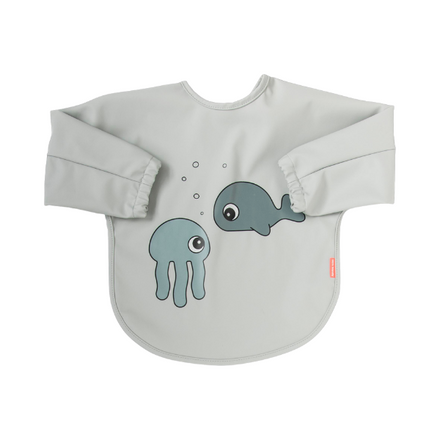 Sleeved Bib 6-18 Sea Friends - Grey