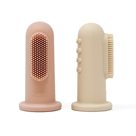 Mushie Finger Tooth Brush - Shifting Sand/Blush