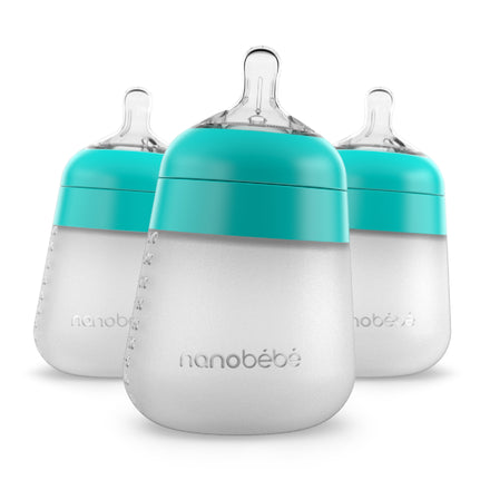 Flexy Silicone Baby Bottle, Teal, 3 pack
